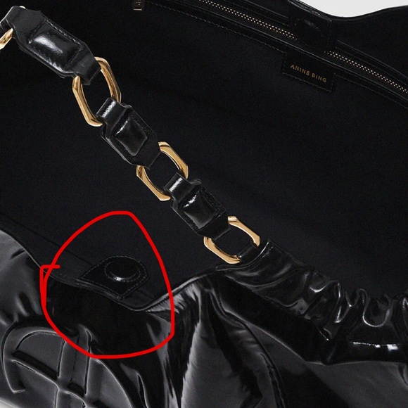 New- Anine Bing Kate Bag in High-Shine Black - Picture 10 of 11